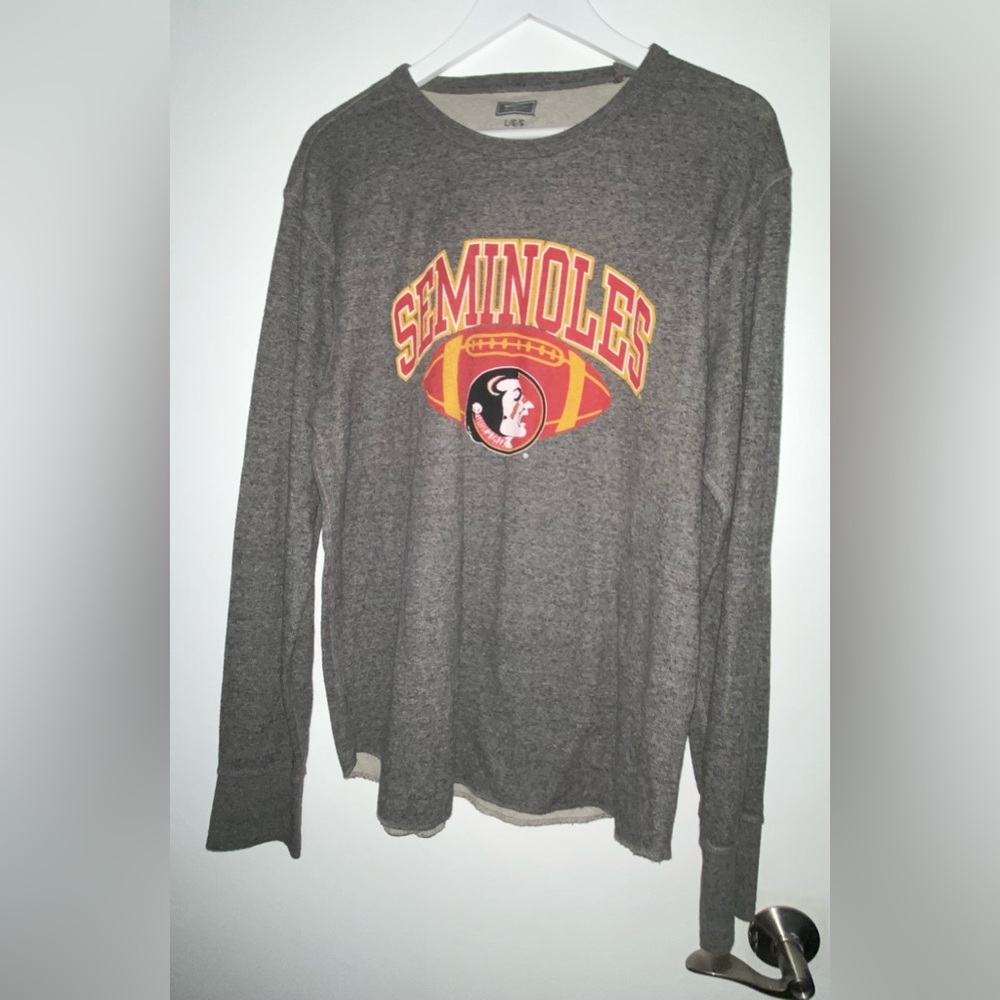 FSU Seminoles Florida State Tailgate Gray Knit crewneck shirt 80% cotton L Large